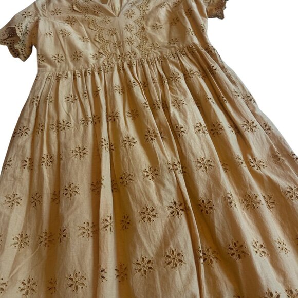 Madewell Scalloped Eyelet Midi Dress Golden Yellow Floral Size 14 Women's NWT - Picture 5 of 11